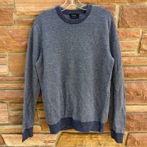 NWT $245 VINCE MEN'S Blue Linen Crewneck Sweater Rib knit Crewneck Size Medium